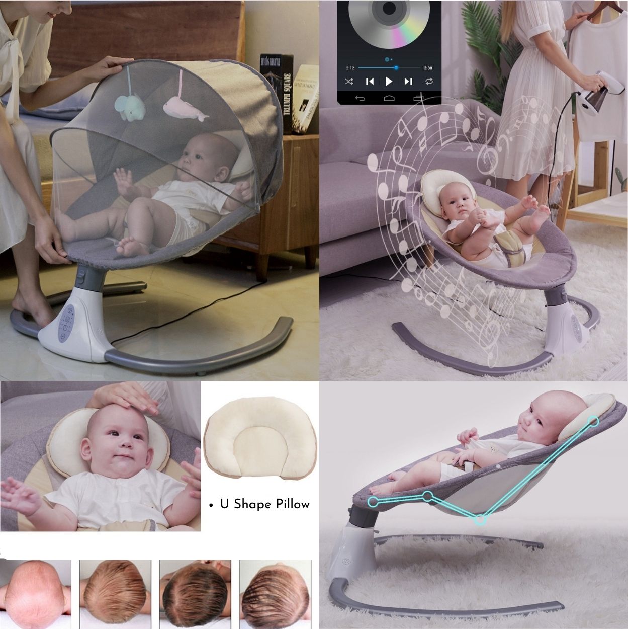 Mums Choice Smart Electric Baby Auto Swing Leaf Bouncer